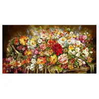 کد 25110 - نخ و نقشه کامپیوتری تابلو فرش عرشیان طرح گل و سبد گل
