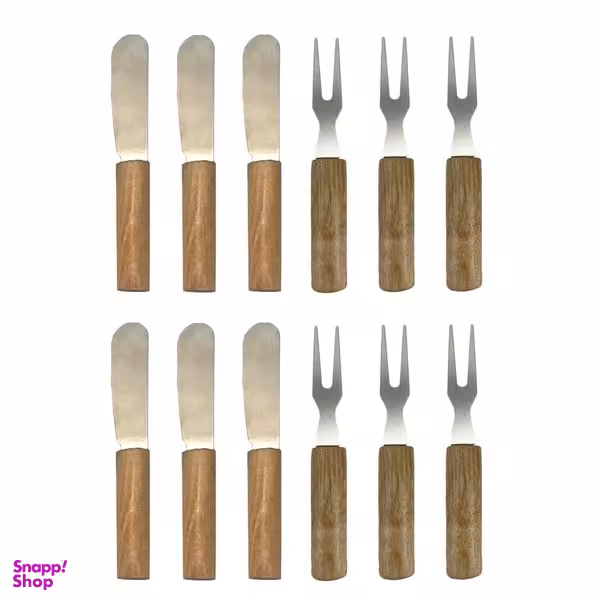 کارد و چنگال صبحانه خوری مدل دسته چوبی مجموعه 12 عددی