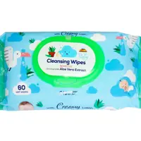 دستمال مرطوب مخصوص کودک ضدحساسیت فاقد صابون و پارابن با رایحه آلوئه ورا برند کانواس 60برگ دارای مجوز سازمان غذا و دارو 