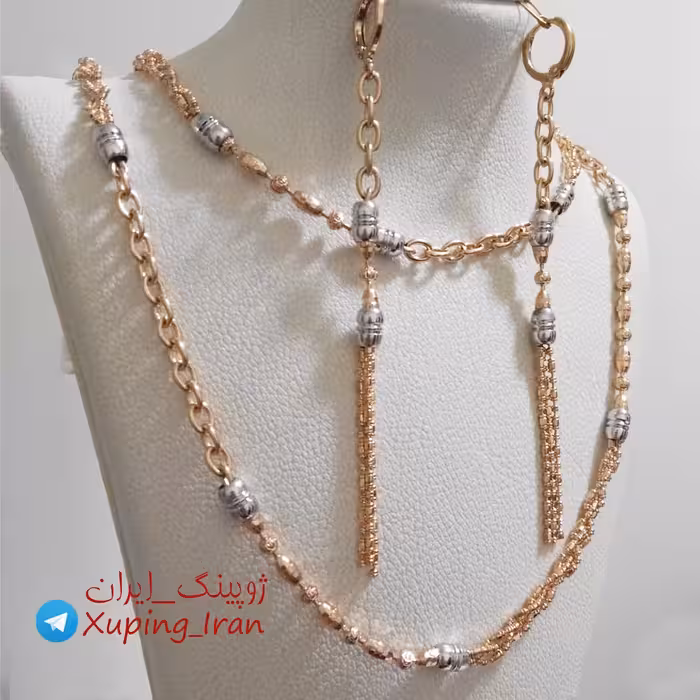 سرویس ژوپینگ طرح طلا Xuping نیم ست گردنبند و دستبند و گوشواره آویز هدیه کادو