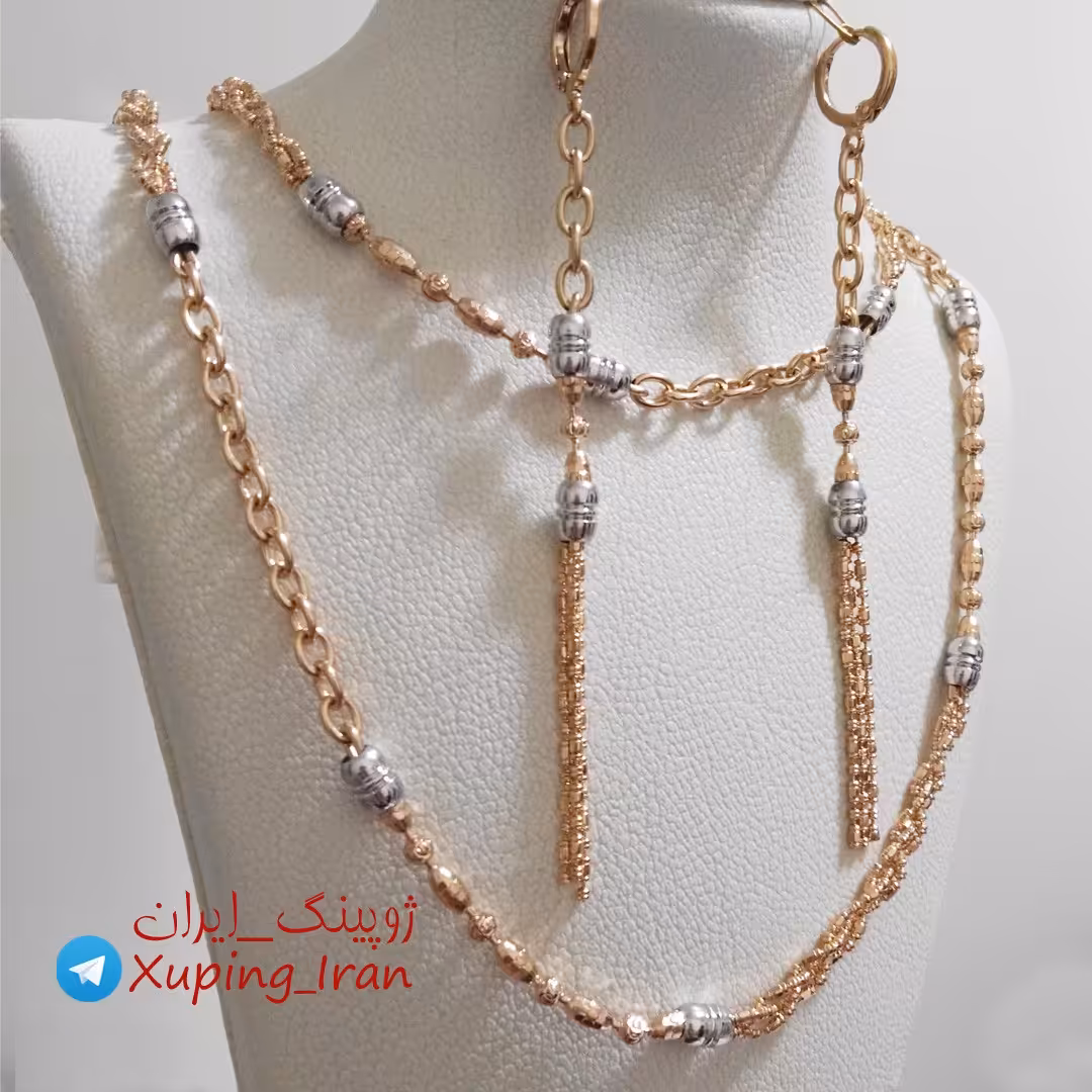 سرویس ژوپینگ طرح طلا Xuping نیم ست گردنبند و دستبند و گوشواره آویز هدیه کادو