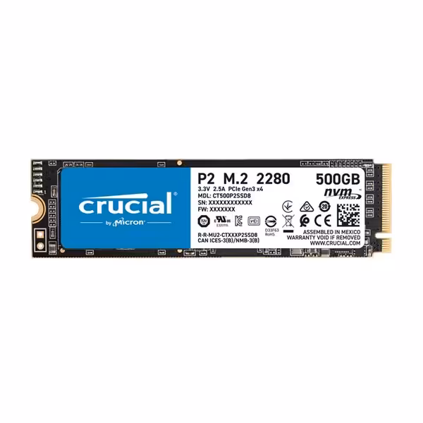 حافظه اس اس دی کروشیال مدل P2 M.2 2280 ظرفیت 500 گیگابایت