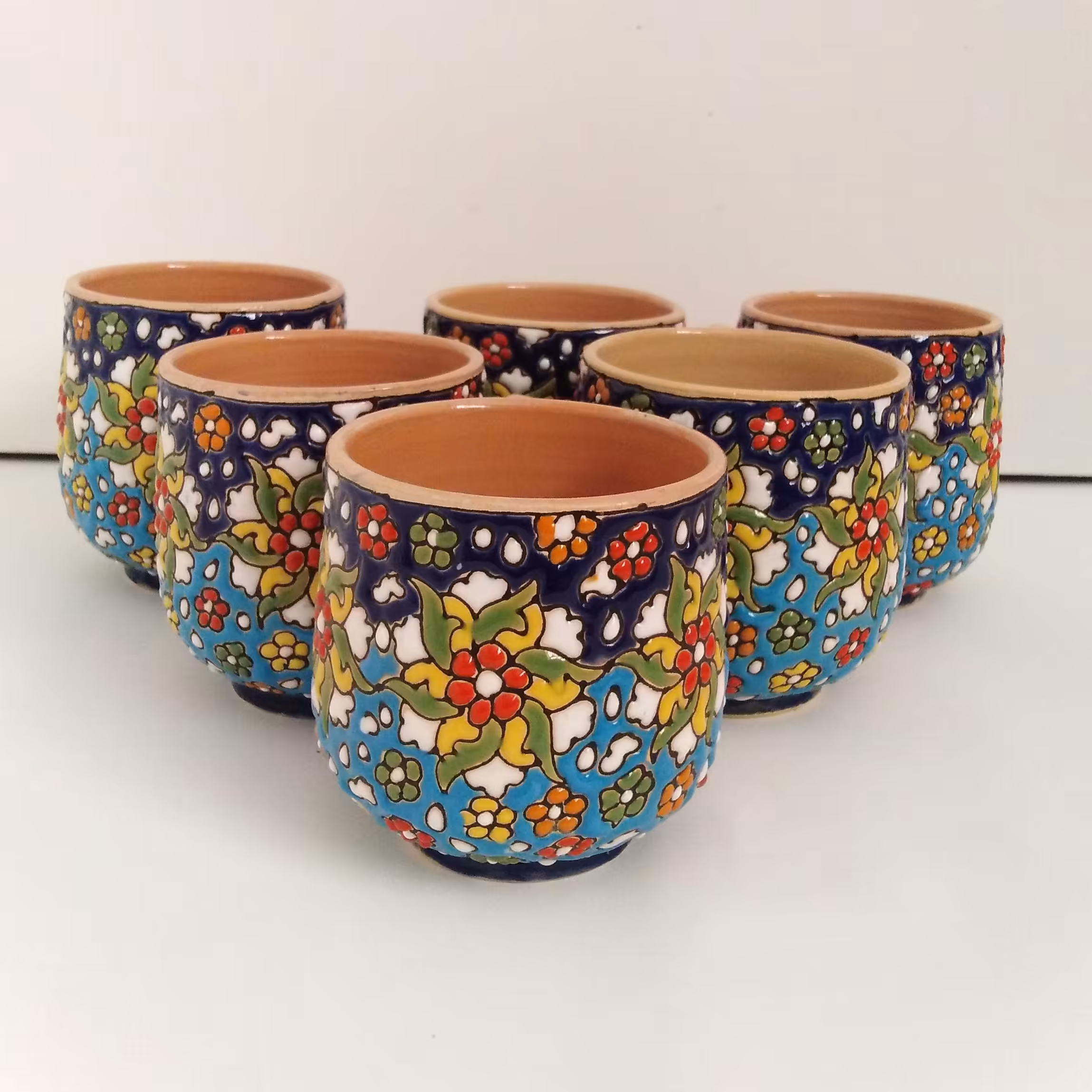 یک دست لیوان میناکاری