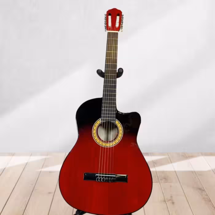 گیتار هنرجویی رنگ قرمز مشکی به همراه سافت کیس و ارسال رایگان به سراسر ایران