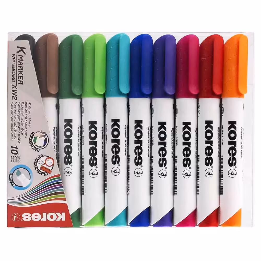 خرید ماژیک وایت برد 10 رنگ کورس مدل Kores XW1