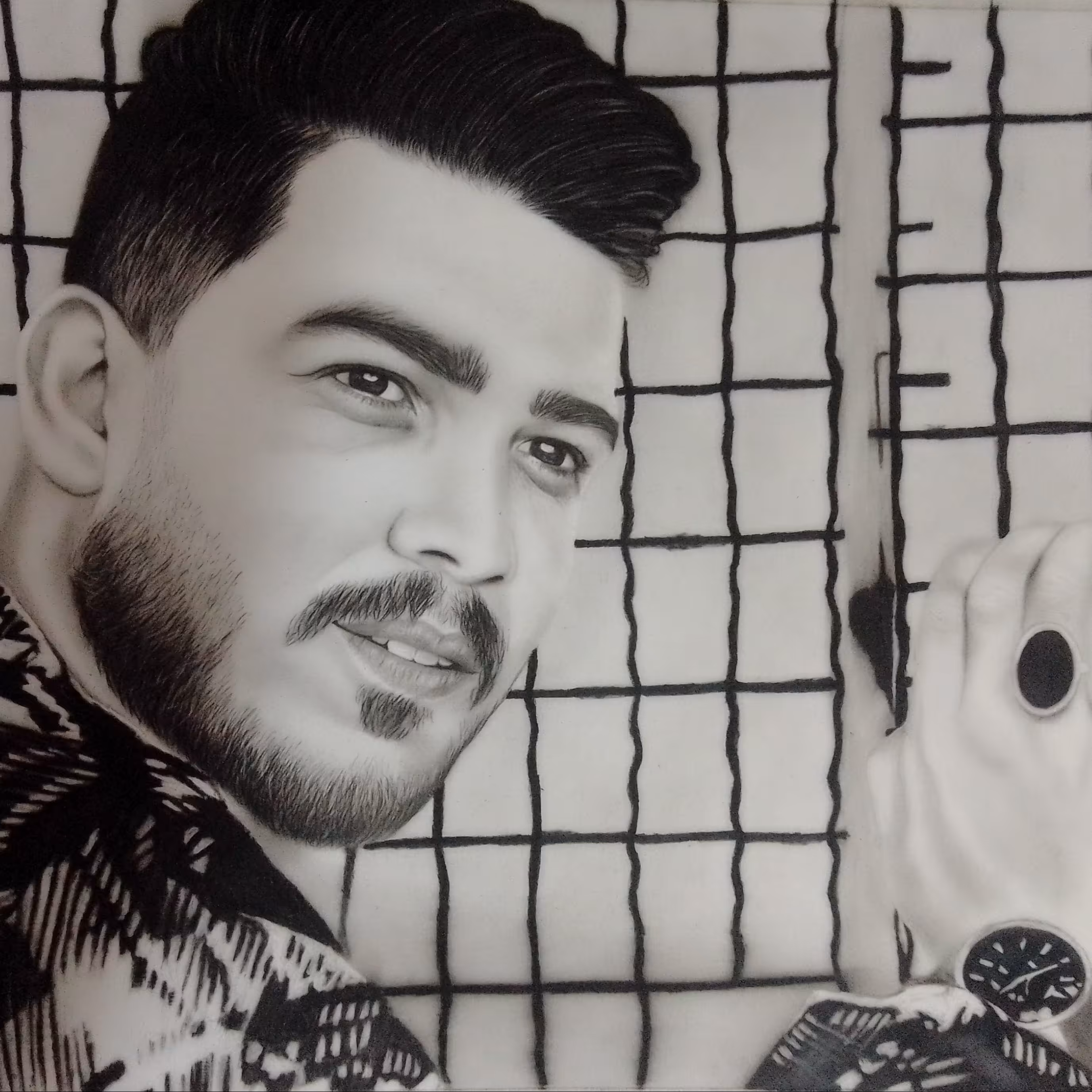 نقاشی سیاه قلم هایپر رئال سایز A3