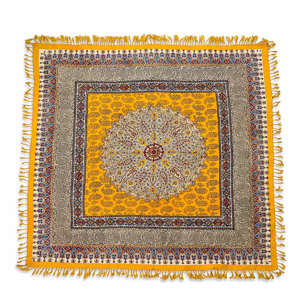 سفره قلمکاری 100 در 100 طرح ترنج زرد 