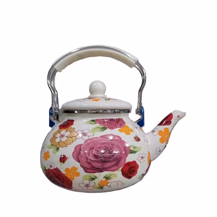 کتری لعابی یدی کونگ مدل گل قرمز