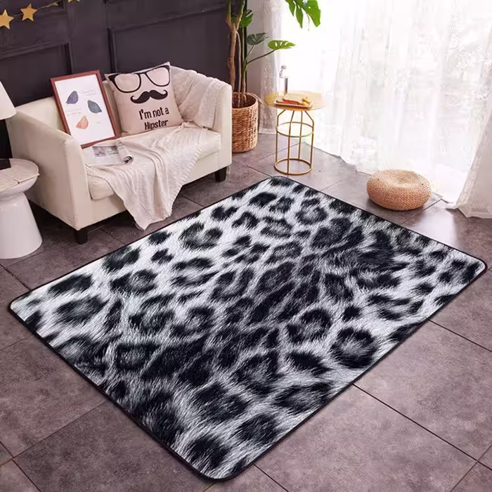 فرشینه مخمل لایکتیک سه لایه سایز 200 در140 طرح پلنگی