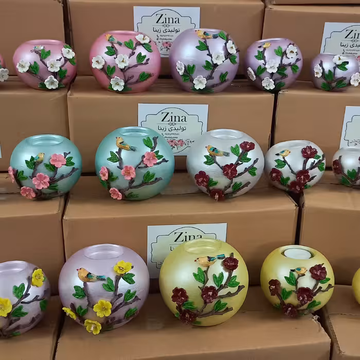 جا شمعی وارمری در رنگ و طرحهای جدید کار دست تزعین شده با خمیر ایتالیایی