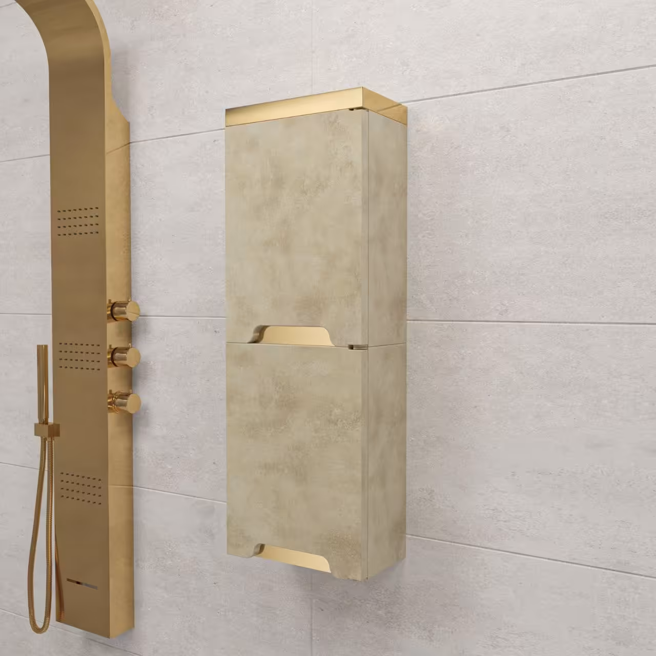 جاشامپو دوطبقه  حمام برند هارمونی رنگ بتنی طلایی