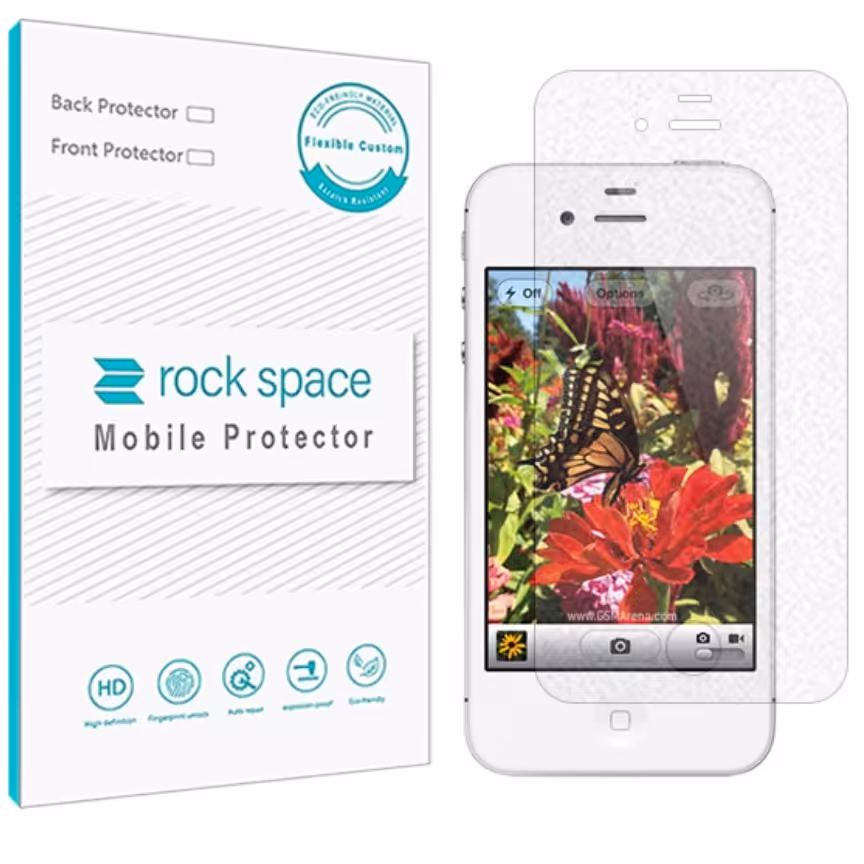 گلس مات نانو و ضد ضربه گوشی آیفون P4-4S برند راک اسپیس   