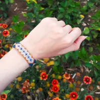 دستبند دخترانه  - دستبند دوستی -  رنگ آبی نسکافه ای
