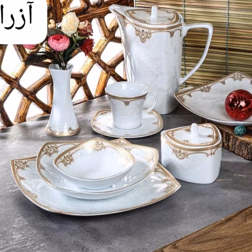 سرویس چینی پردیس 105 پارچه 12 نفره با طرح بسیار زیبای آزرا(هزینه ی ارسال به صورت پس کرایه)