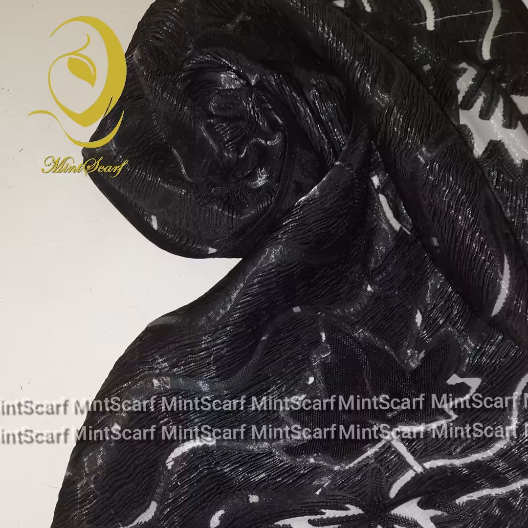 روسری مینی اسکارف مزونی اعلا مشکی ارسال رایگان طرح برگ