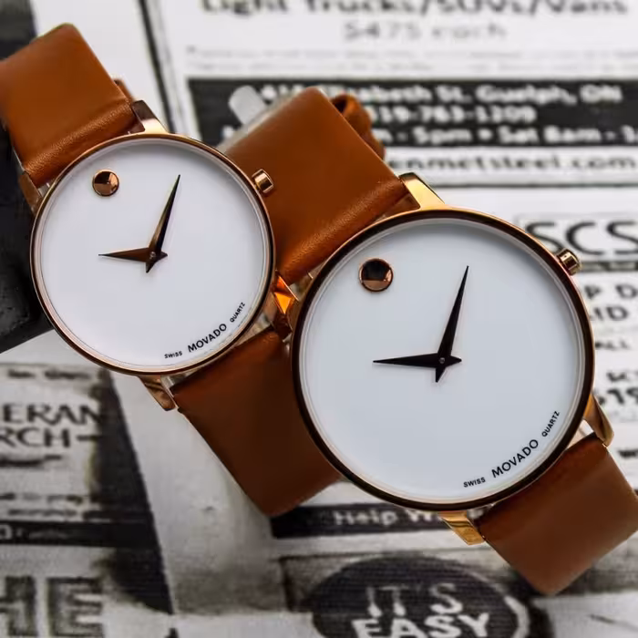ساعت مچی زنانه یا مردانه بند چرمی رنگ ثابت MOVADO