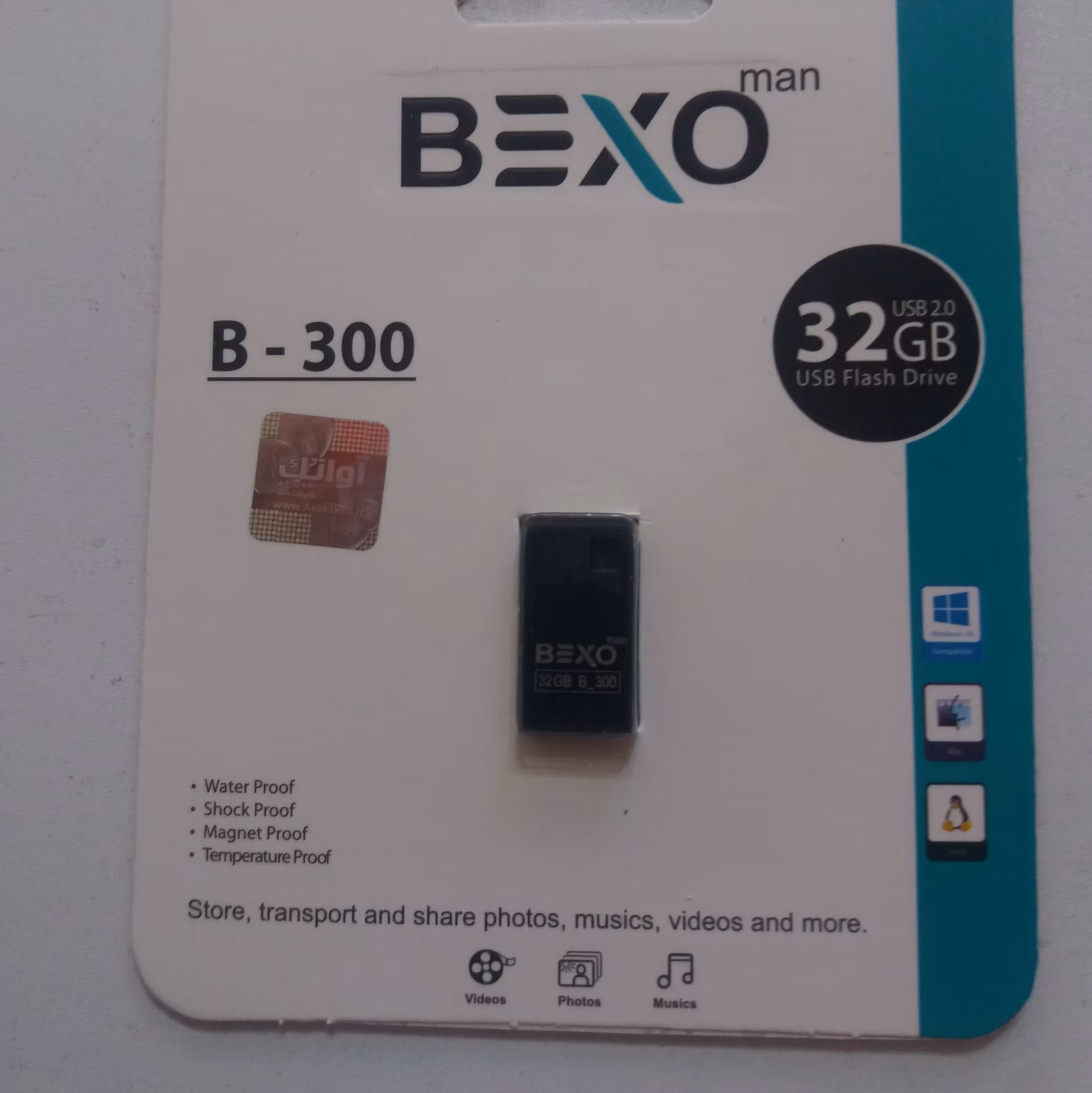 فلش 32 گیگbexo پورت آبی usb.2  بدنه فلزی با گارانتی مادام العمر آواتک