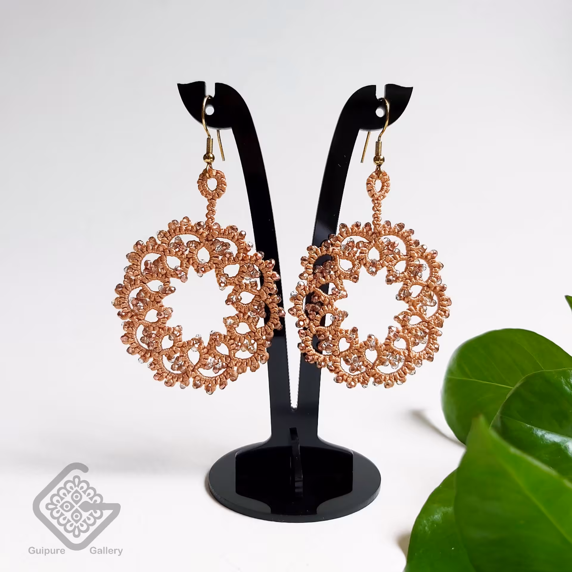 گوشواره گیپور دستباف طرح گرد