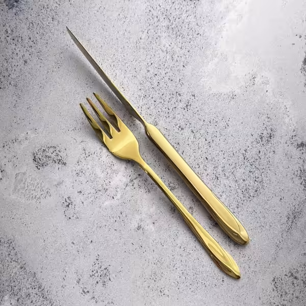 کارد چنگال استیل طلایی