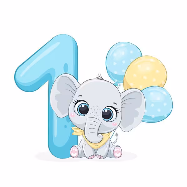 استند تولد طرح بچه فیل مدل عدد یک 1 کد 117