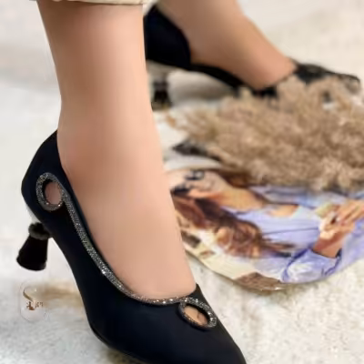 کفش پاشنه دار چرم خاویاری