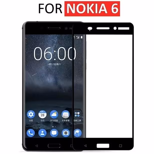 گلس محافظ صفحه نمایش فول چسب 10D شیشه ای نوکیا Nokia 6.1