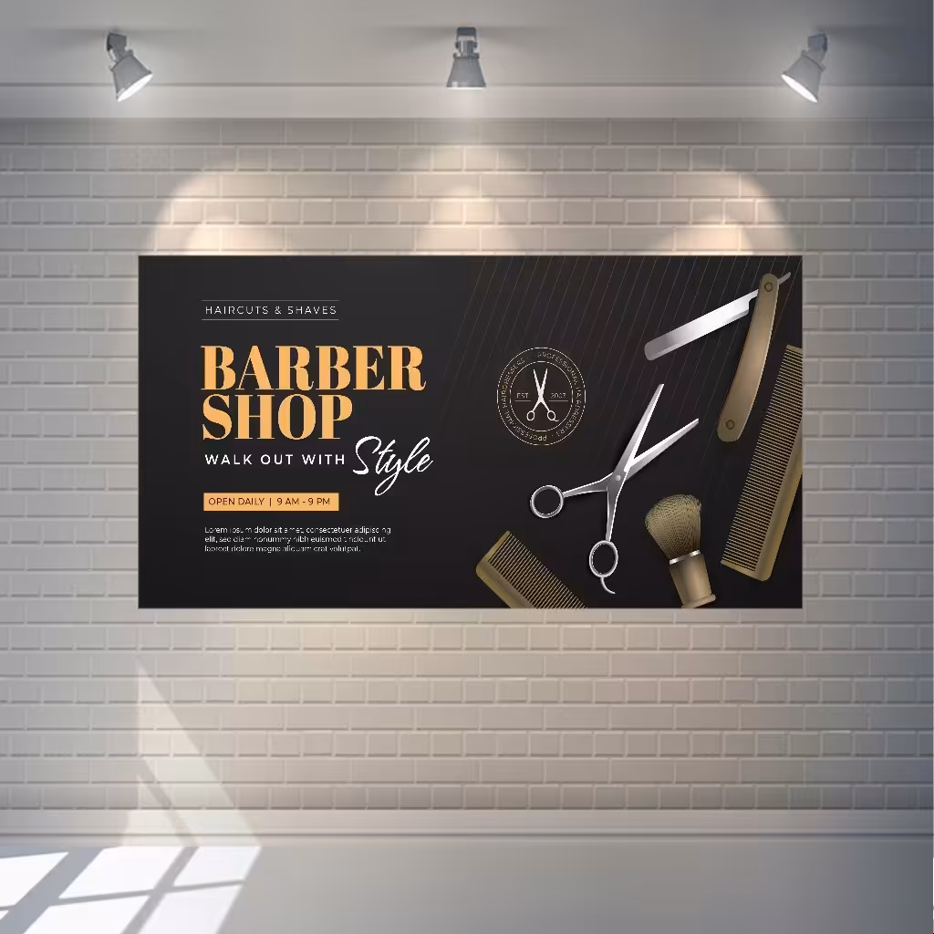 پوستر پارچه ای طرح ارایشگاه مردانه مدل 26