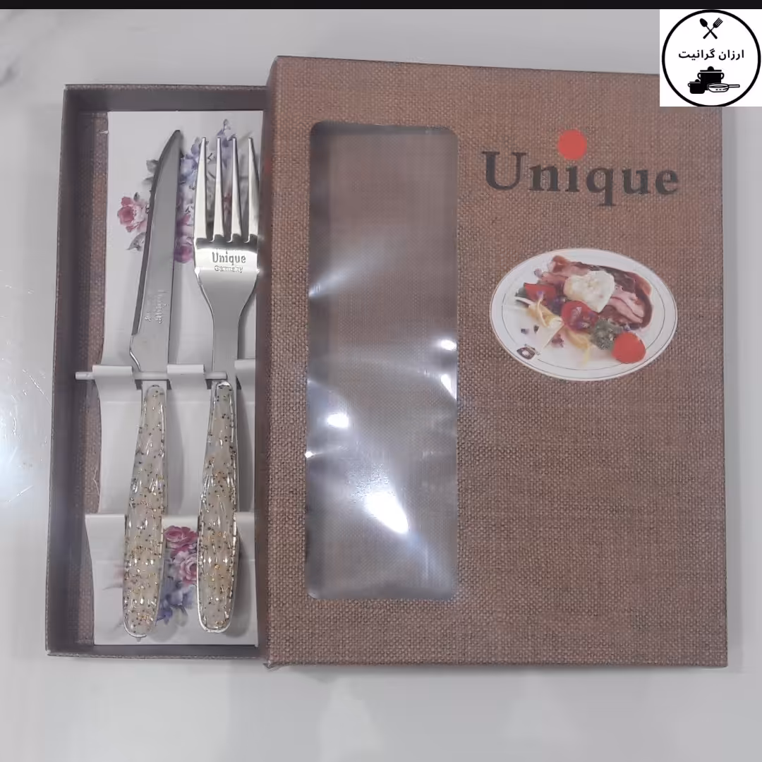 کاردوچنگال میوه خوری یونیک دسته اکلیلی طلایی کیفیت عالی