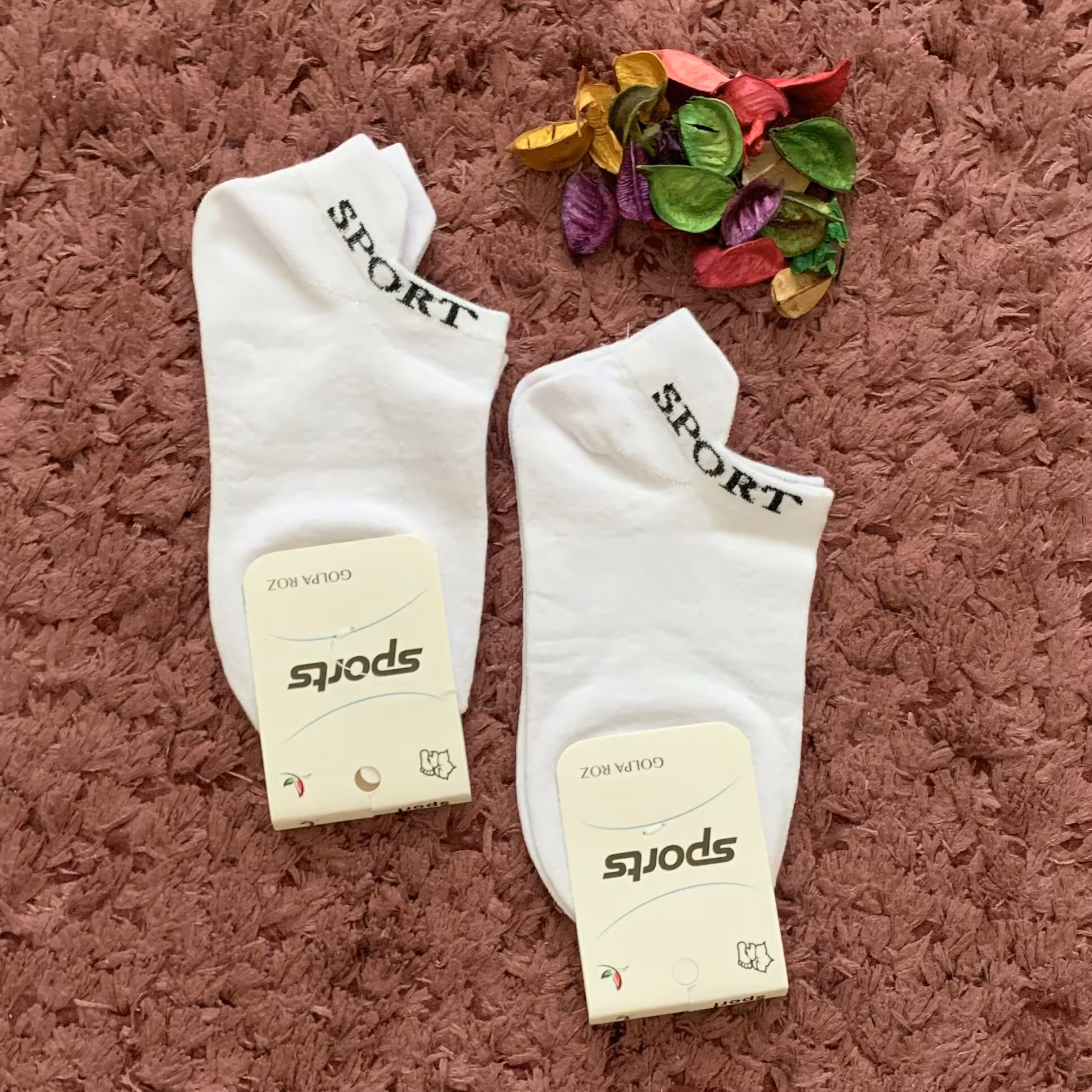 جوراب مچی زنانه و مردانه نخی سفید فری سایز  کد 522