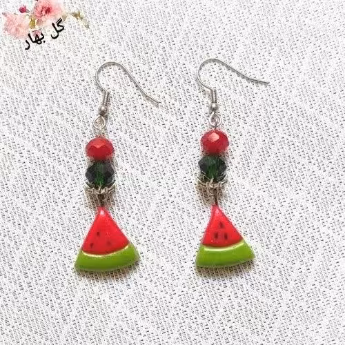 گوشواره برنزی هندوانه یلدایی با عصایی استیل