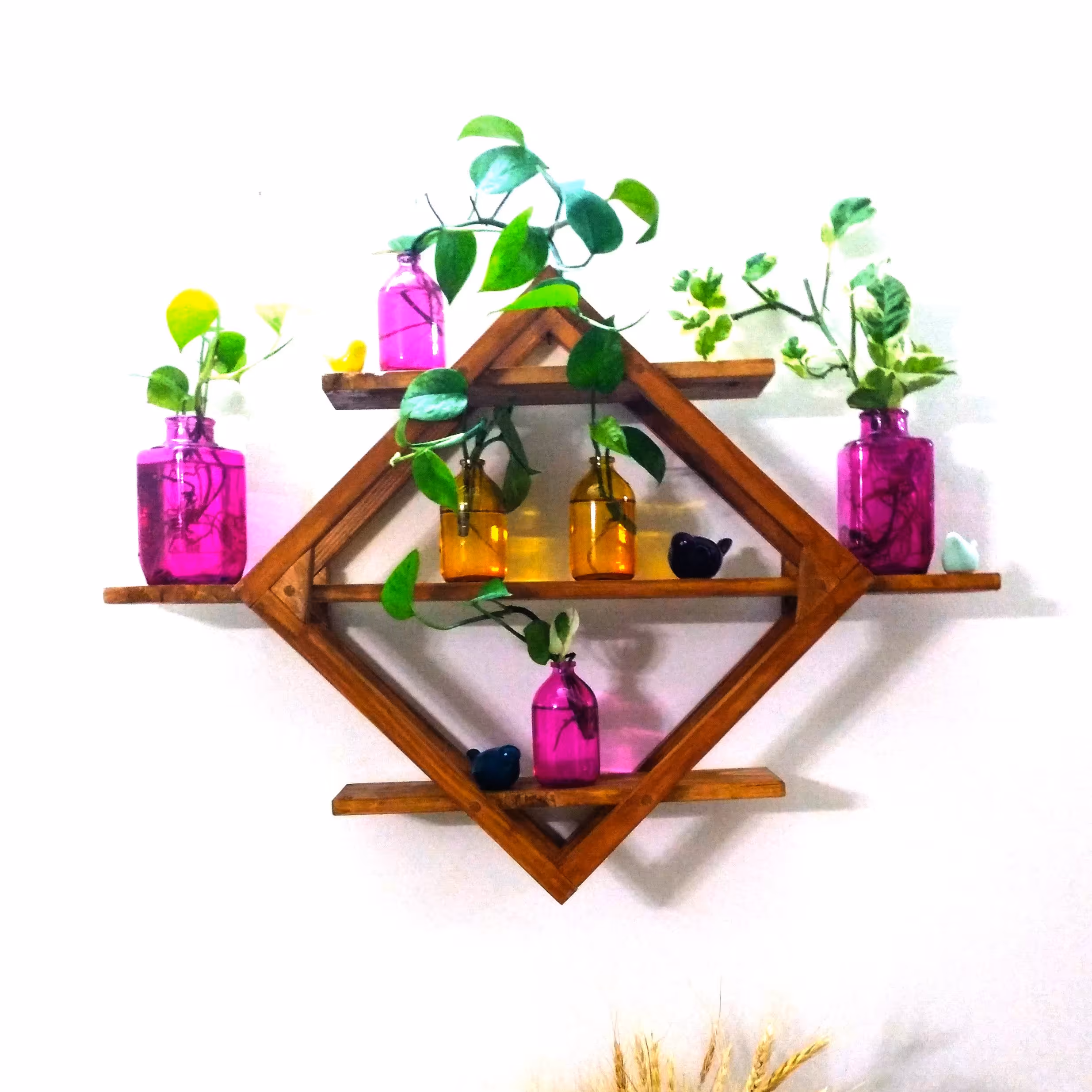 شلف چوبی بزرگ طرح لوزی