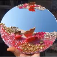 آینه کار شده با سنگ کریستال و رزین(ارسال رایگان )