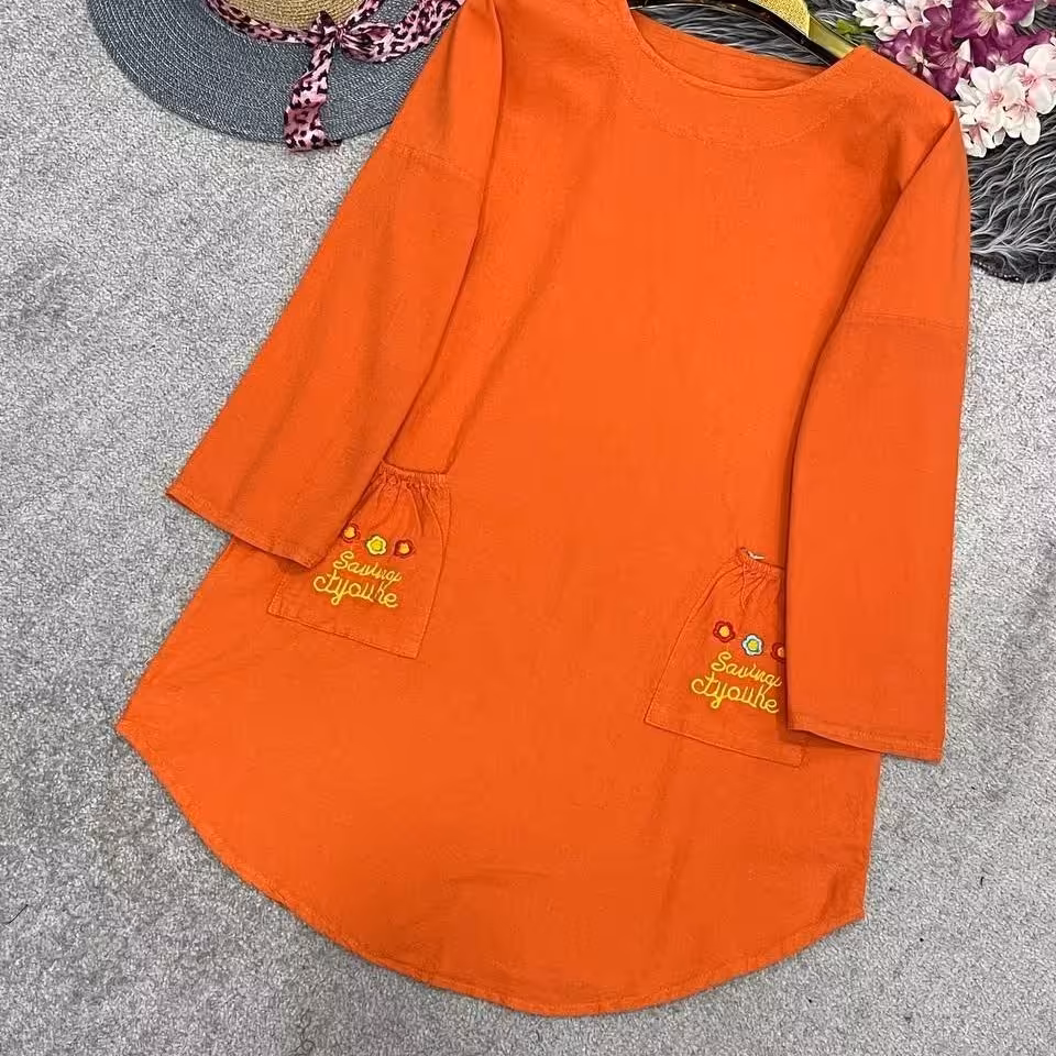 شومیز مانتویی زنانه  دو جیب الیاف طبیعی فری سایز تا 44 (ارسال رایگان)