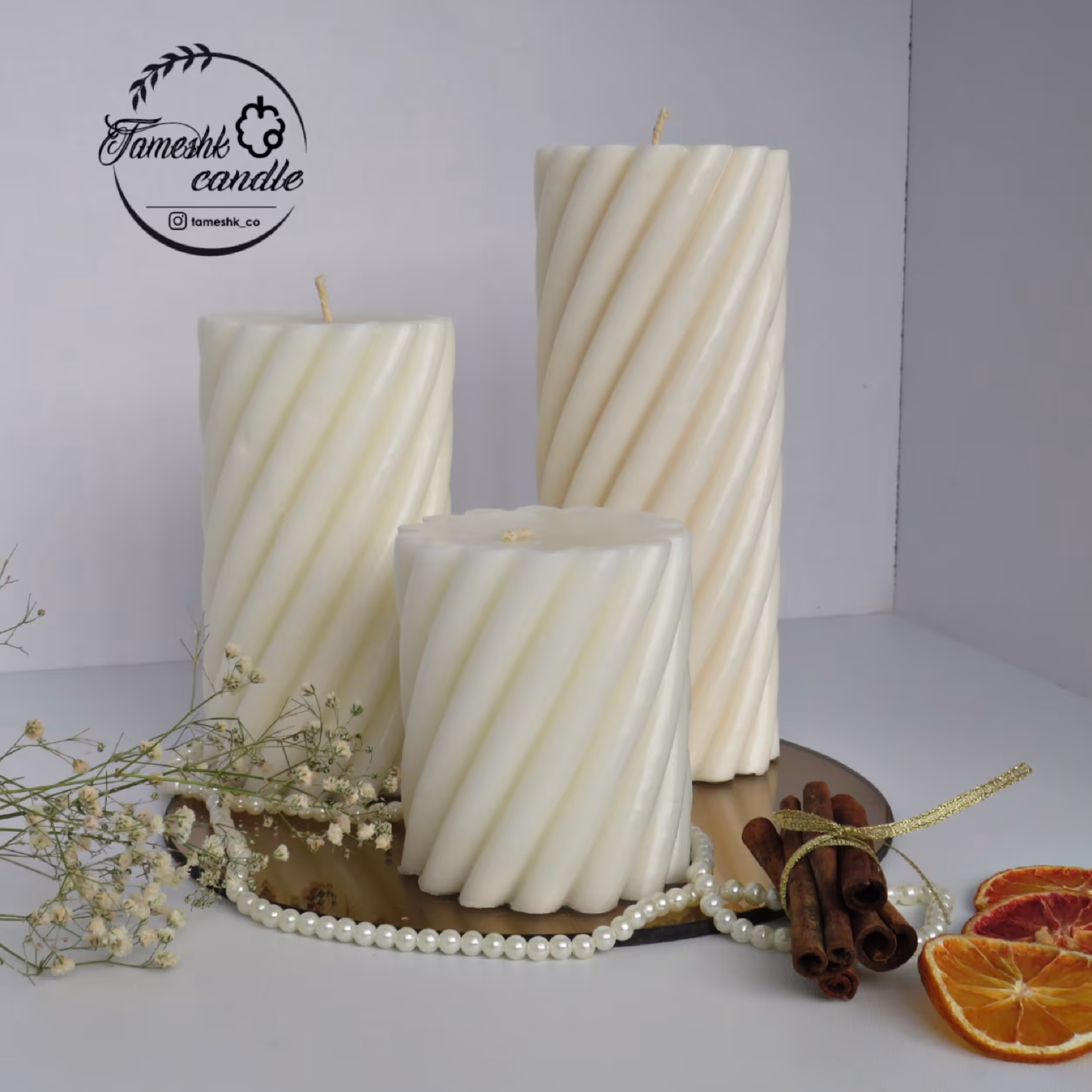 ست 3تایی شمع استوانه شیاردار