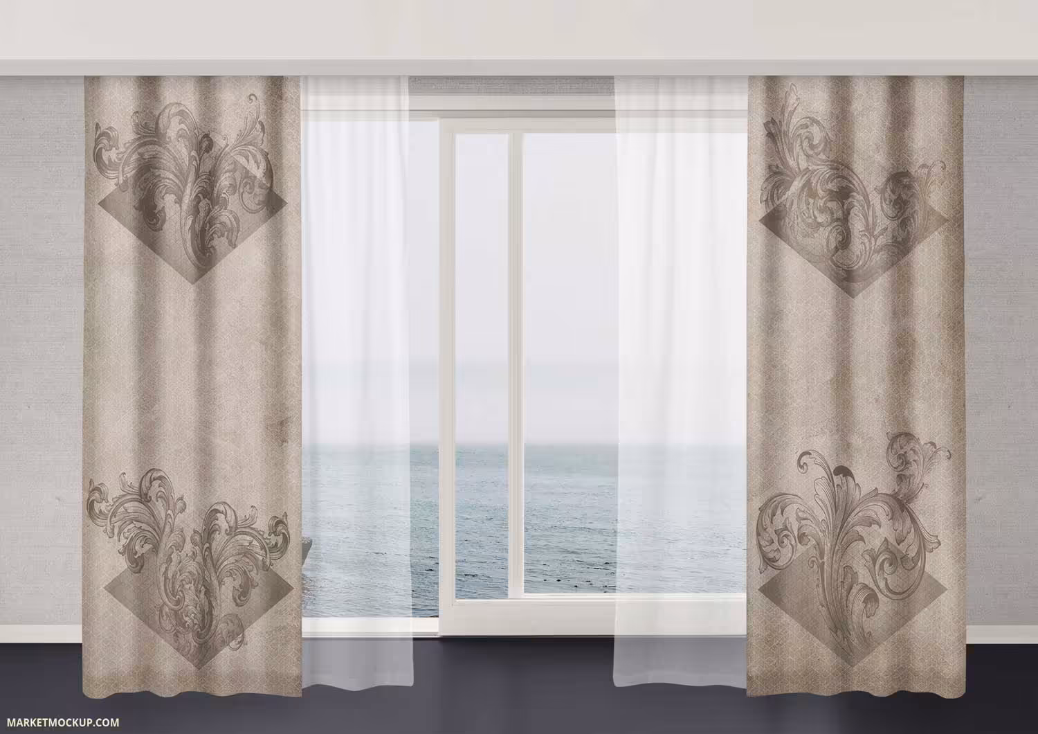 پرده کلاسیک گل