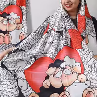 شال فانتزی نخی طرح ببعی عاشق بسیار خنک و با کیفیت قواره 2 در 70