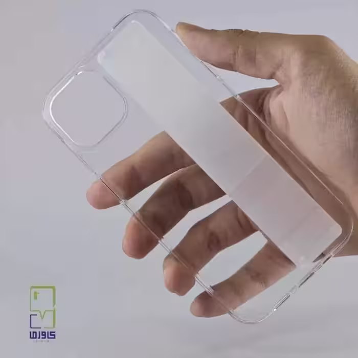 قاب آیفون 15 Pro Max شیشه ای شفاف|با دست بند سیلیکونی