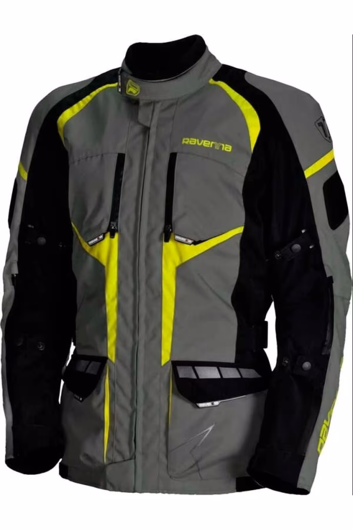 کاپشن موتورسوار خاکستری مردانه و زنانه ژاکت RAVENNA CE 3 LAYERS ADVENTURE WP GRAY YELLOW RA1771 RAVENNA