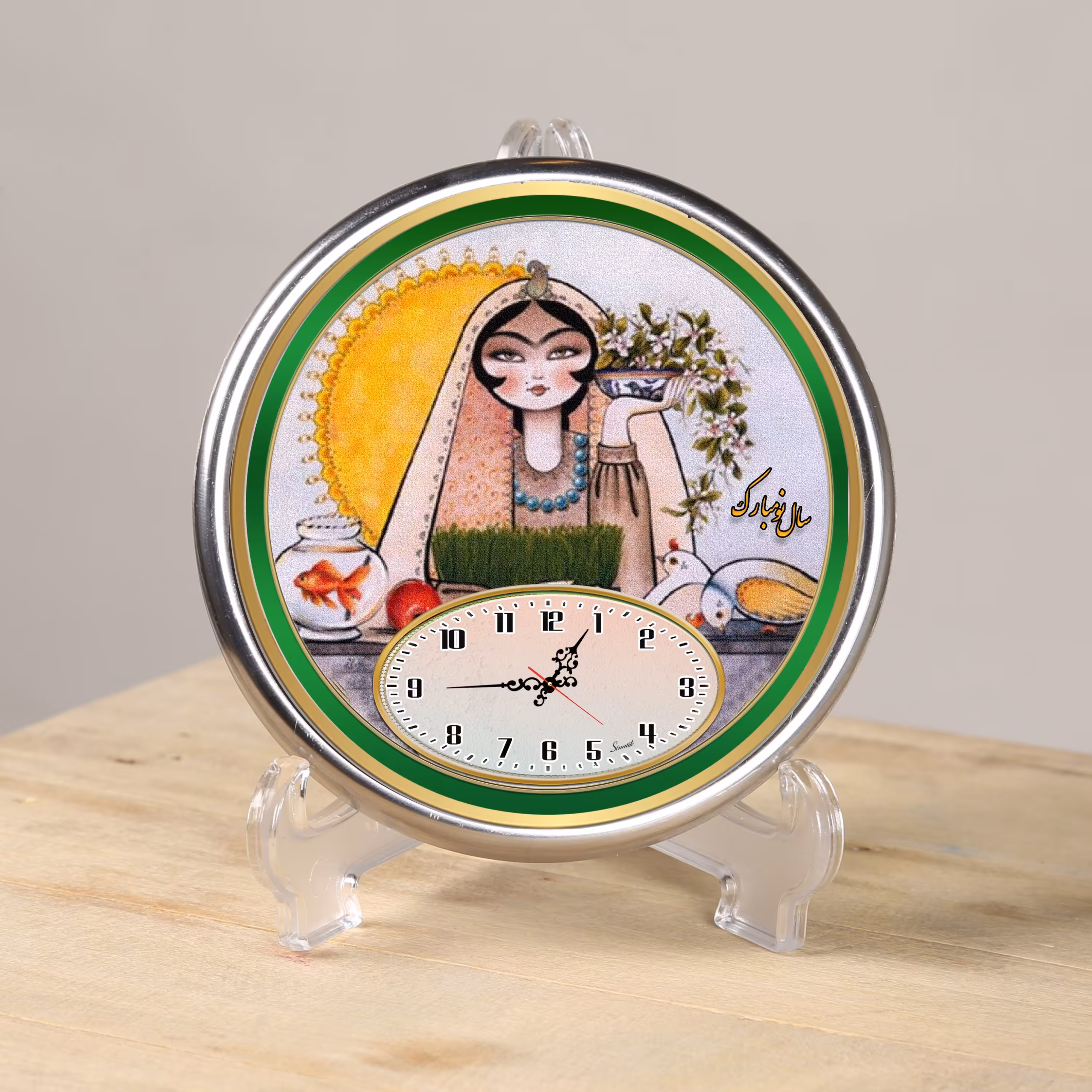 ساعت دیواری و رومیزی 16 سانت رینگ استیل 