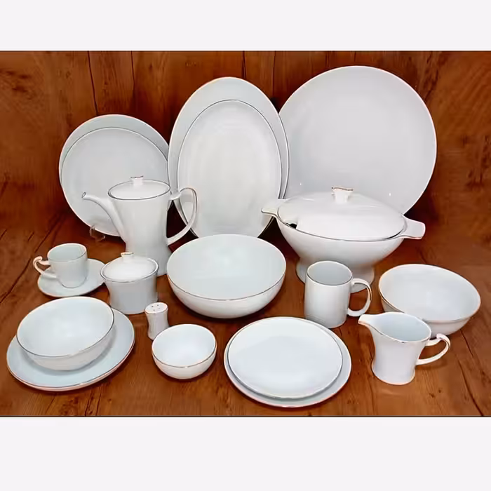 سرویس چینی 87 پارچه برند لورین لب طلا طرح گرد دیپلمات با ارسال رایگان