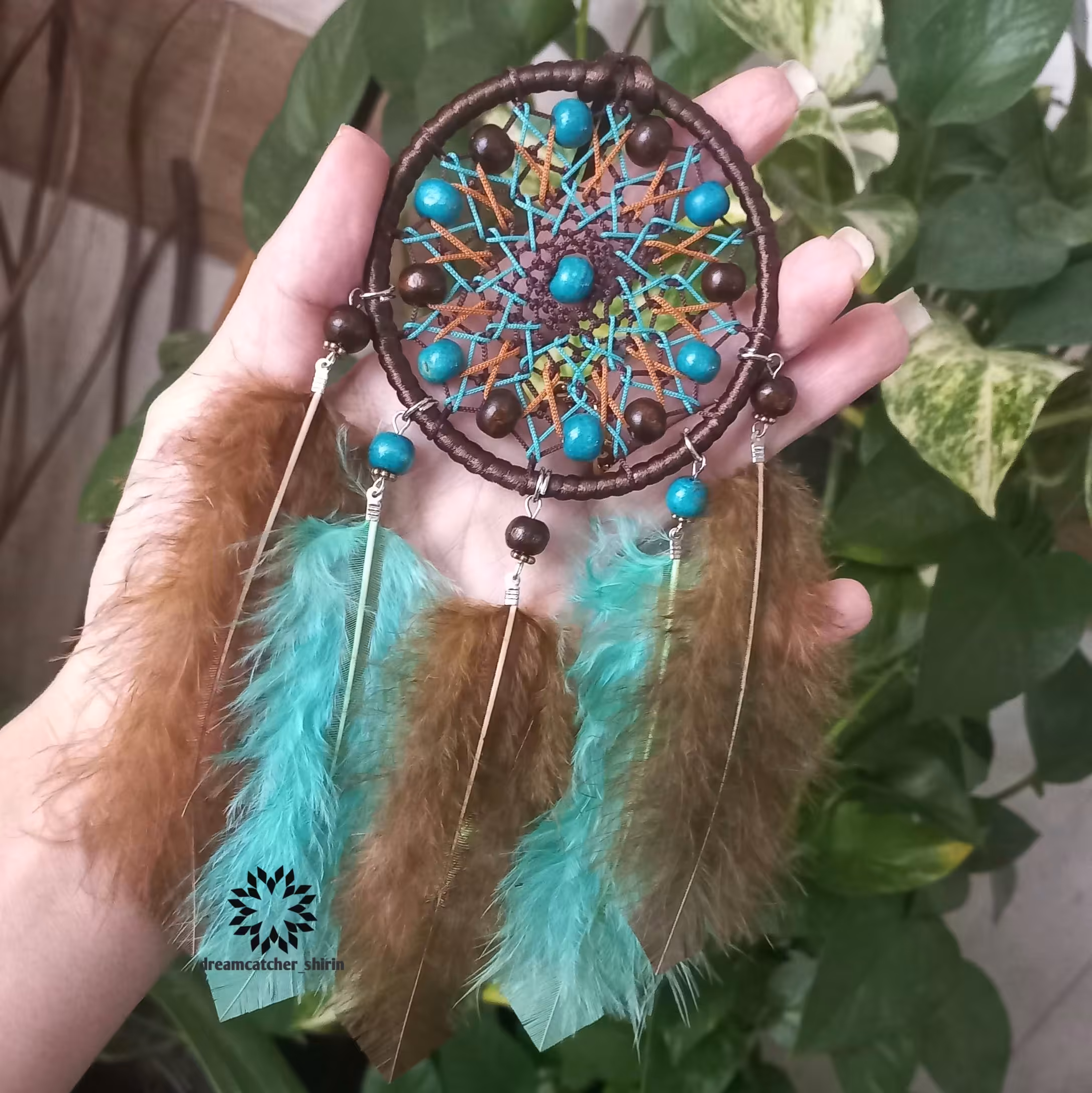 دریم کچر آویز ماشین قهوه ای فیروزه ای 