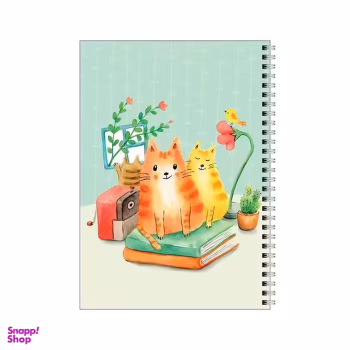 دفتر مشق 100 برگ بامبیلیپ طرح گربه ها و کتاب و گل کد 4366134