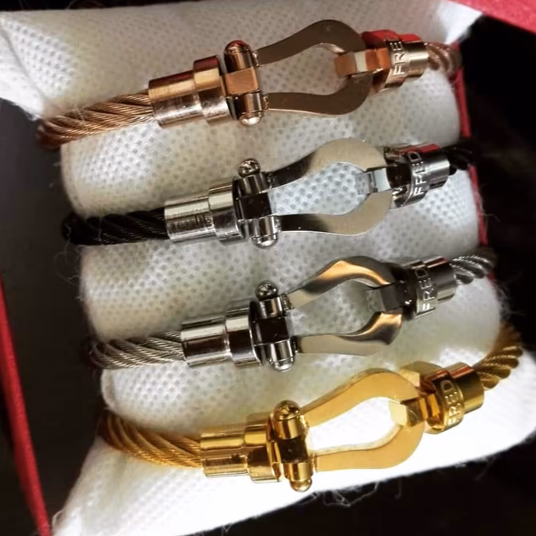 دستبند امگا فرد تمام استیل کامل رزگلد و کامل مشکی