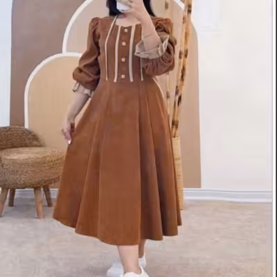 پیراهن روزمره زنانه مخمل مدل پیراهن عروسکی ارکیده