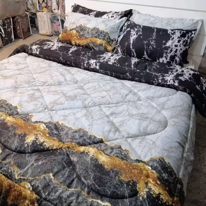 روتختی و لحاف روتختی دونفره 6 تکه دورویه طرح های فانتزی کد  1026