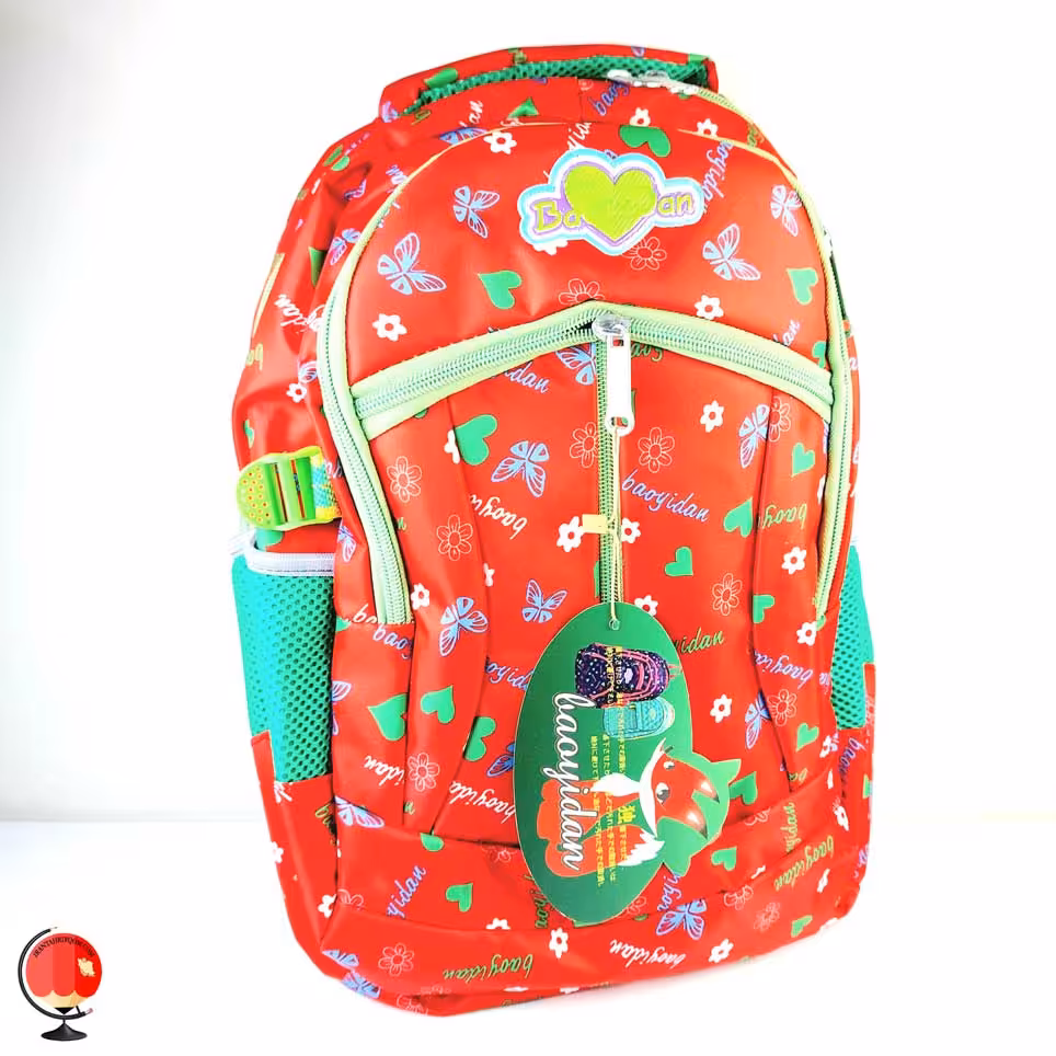 کوله پشتی دخترانه طرح پروانه رنگ قرمز