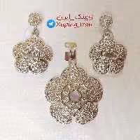 نیم ست ژوپینگ گل درشت طرح طلا سفید Xuping نیمست بدون زنجیر نقره ای