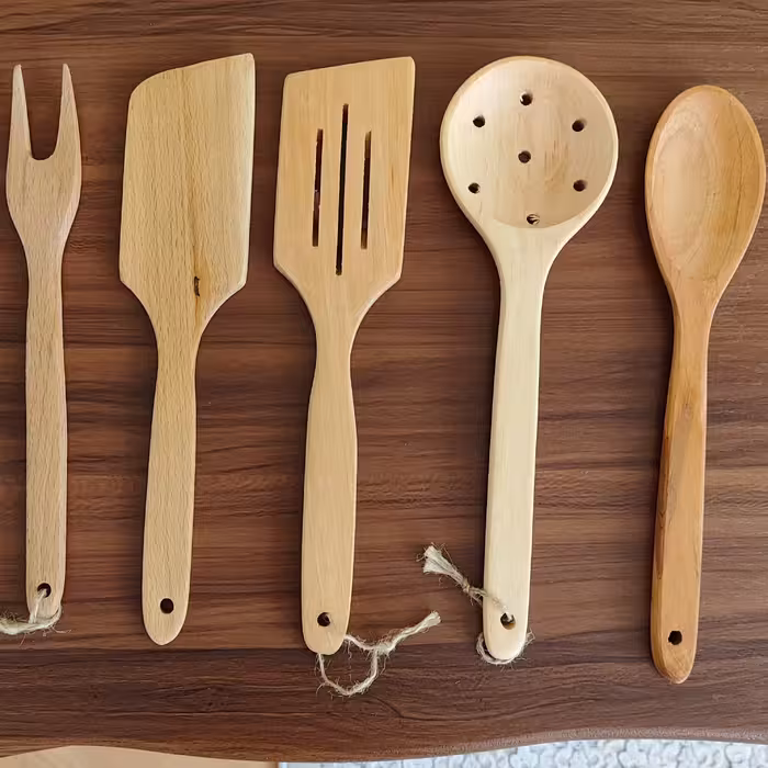 سرویس کفگیر و ملاقه چوبی دست ساز.فروش بصورت تک و عمده