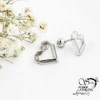 پیرسینگ گوش نقره 925 عیار طرح قلب کد 16865