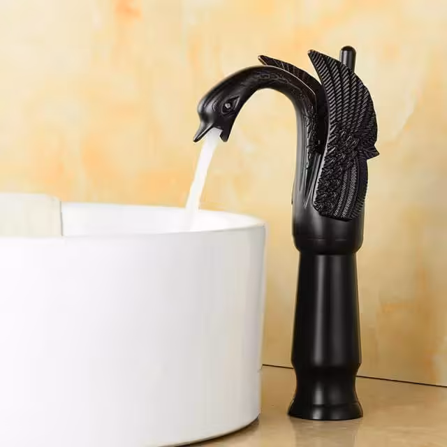 شیر روشویی مشکی پایه بلند مدل قو ارسال امن به کل کشور با بسته بندی ویژه و بسیار محکم با گارانتی تعویض درصورت آسیب دیدگی